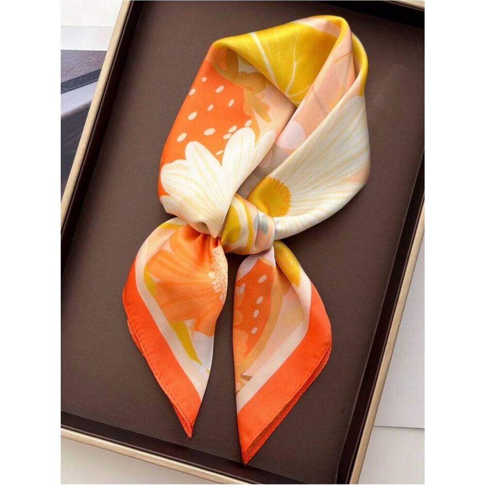 Orange yellow citrus print Scarf M797